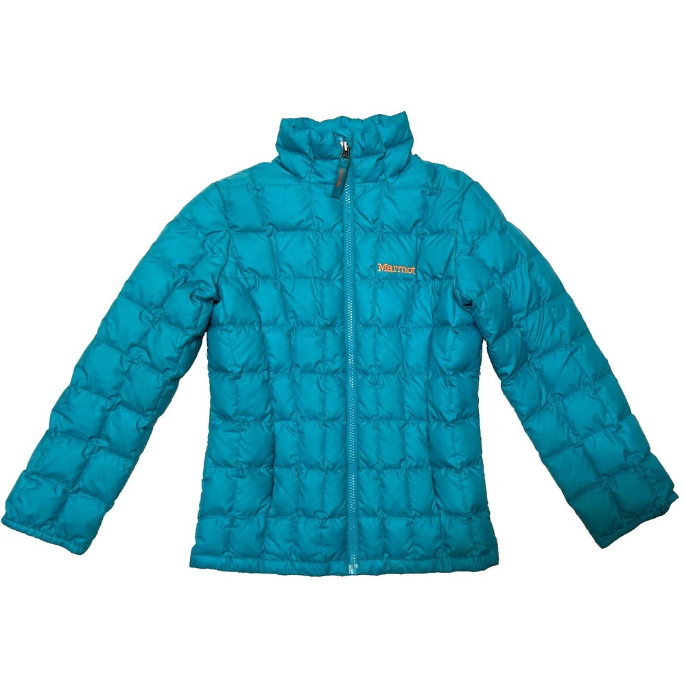 Marmot Full Zip Girls size M 8-10 Blue Duck Down Quilted Jacket c